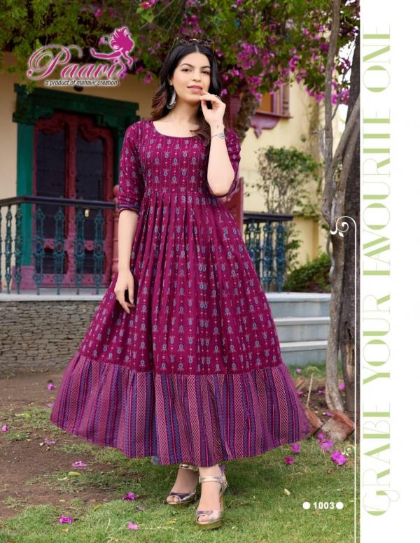 Paavi Aaradhya Rayon Exclusive Designer Long Anarkali Kurti Collection